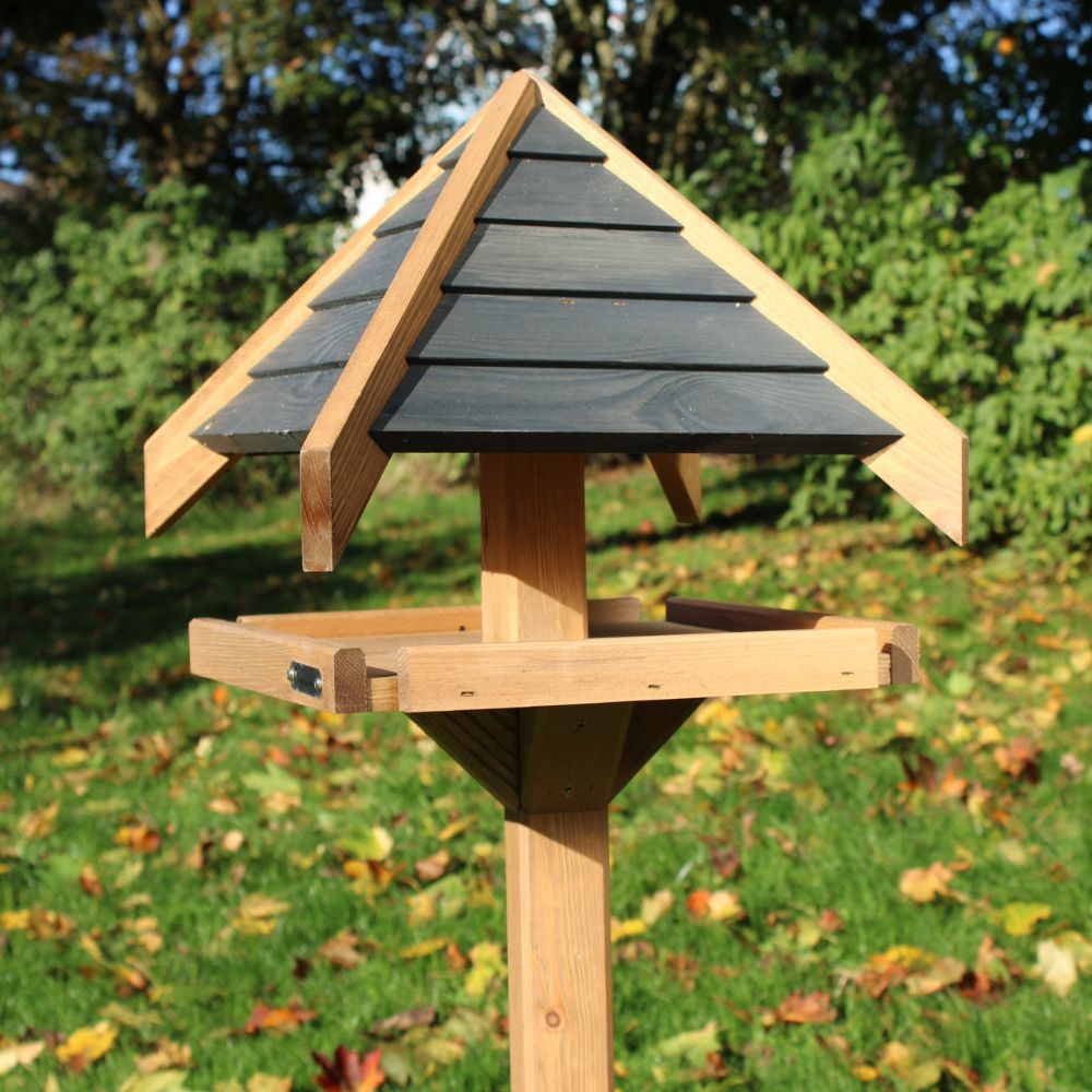 Charcoal Roof Bird Table with Mounting Stake