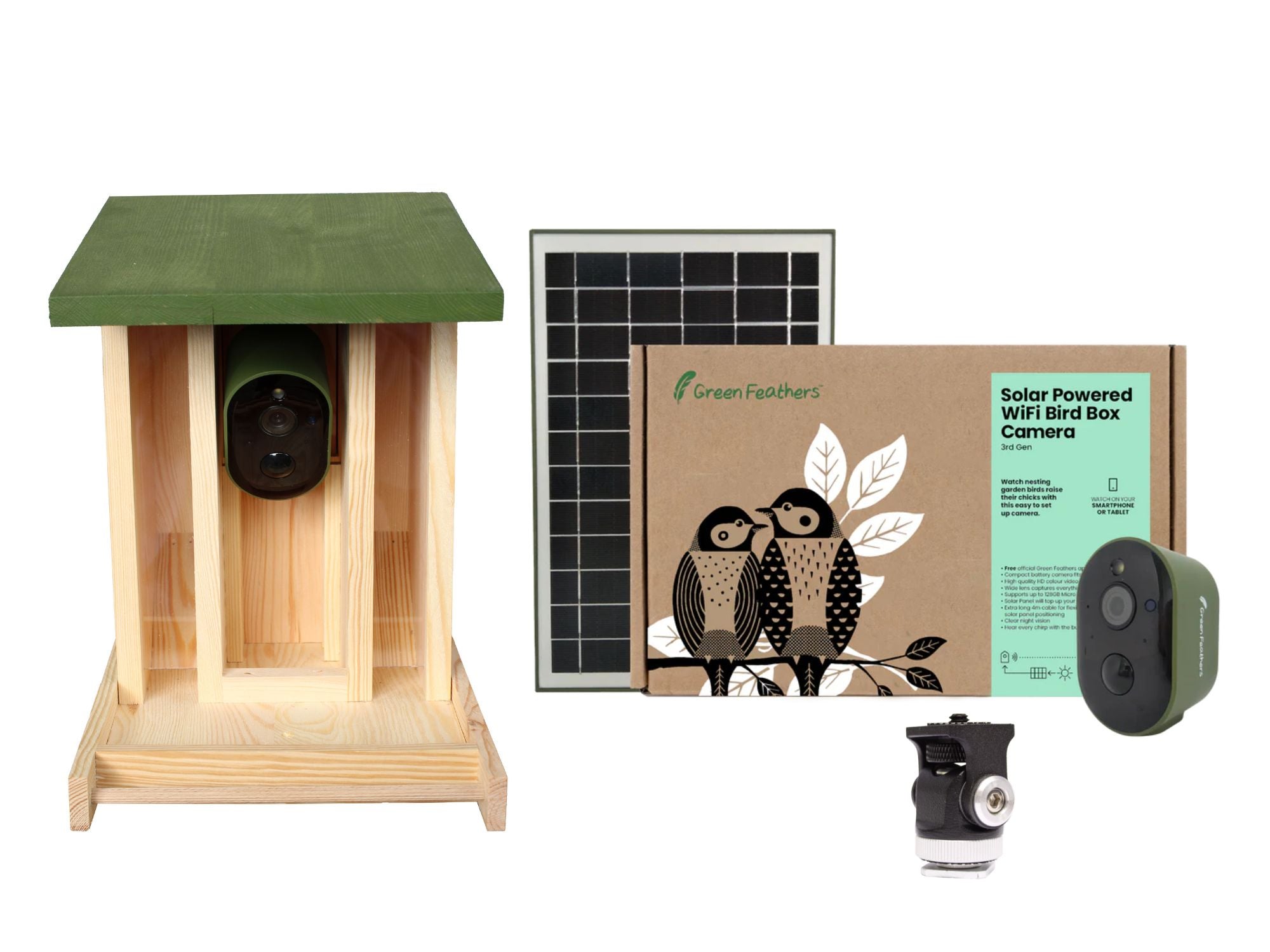 Solar Powered WiFi Camera Wooden Bird Feeder Kit